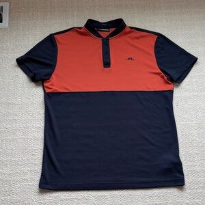 J.Lindeberg Men's Golf Polo in Orange and Black